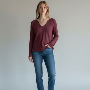 Free People We The Free Catalina Thermal Tunic Top in Mauve Size M